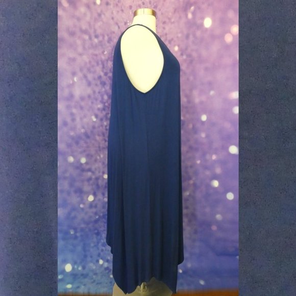 Roman's Navy Blue V Neck Sharkbite Dress 26/28 2X - Picture 6 of 8